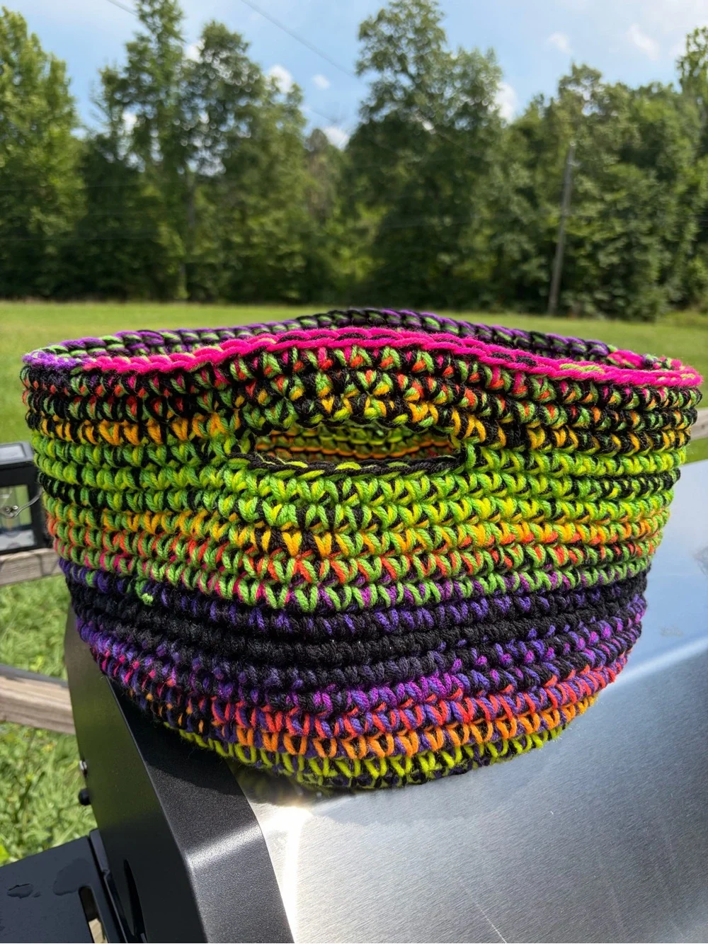 Crochet Acrylic Storage Basket | Multi-Purpose Organizer | Home Décor